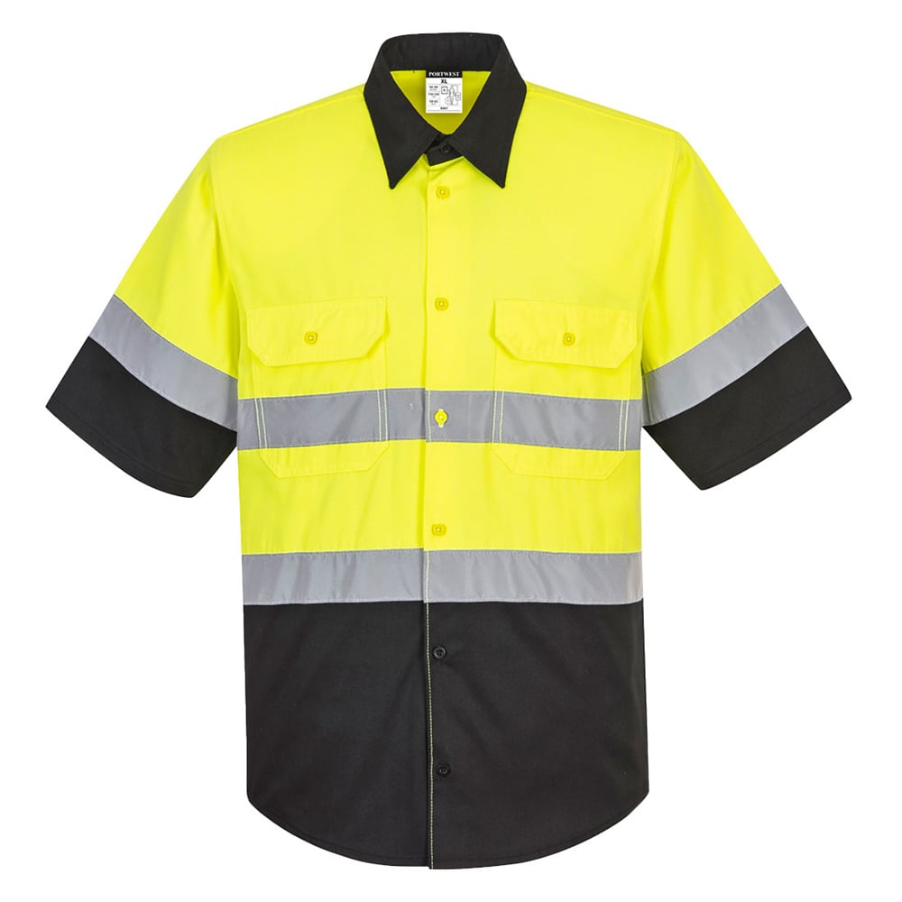 Portwest E067 Series Two Tone Class 2 Hi Vis Short Sleeve Work Shirt