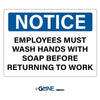 Employees Must Wash Hands with Soap Before Returning to Work Sign - Gorvex.com