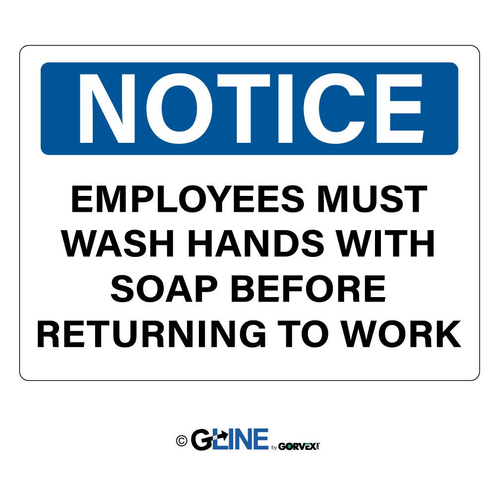 Employees Must Wash Hands with Soap Before Returning to Work Sign - Gorvex.com