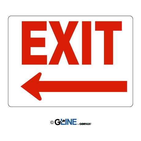 Exit Sign With Left Arrow - Red on White - Gorvex.com