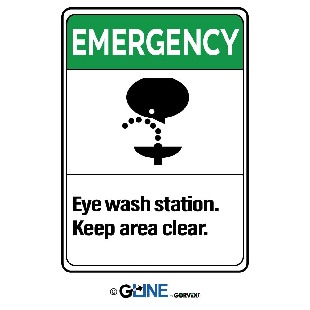 Eye Wash Station Keep Area Clear - Emergency Sign - Gorvex.com