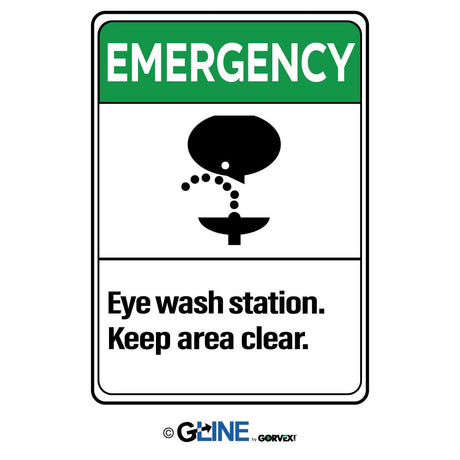 Eye Wash Station Keep Area Clear - Emergency Sign - Gorvex.com