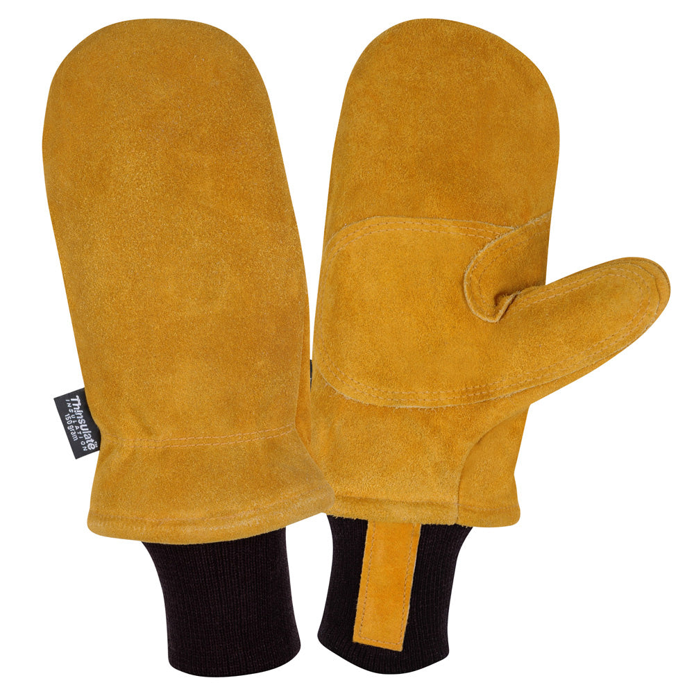 FreezeBeater® 3-Layer Lined Cowhide Palm Mitten with Knit Wrist, 1 pair