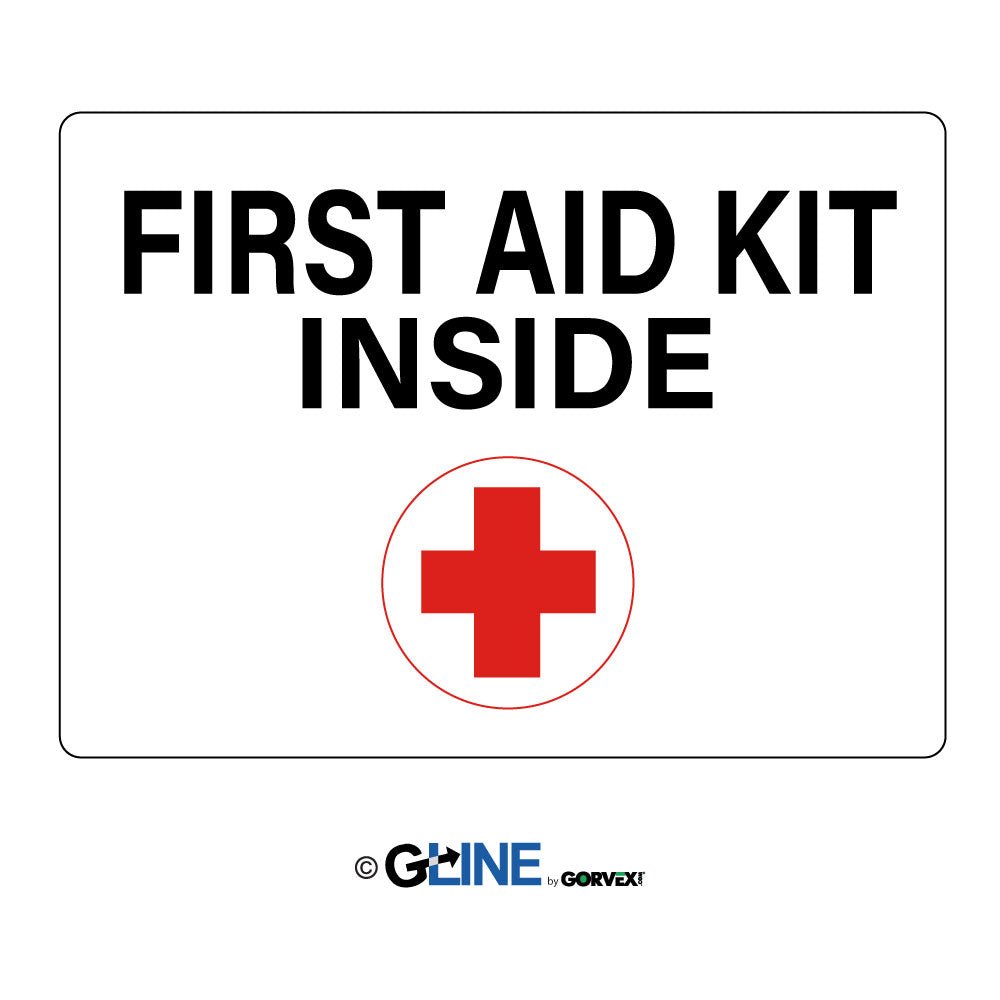 First Aid Kit Inside With Picto of Red Cross Symbol - General Sign - Gorvex.com