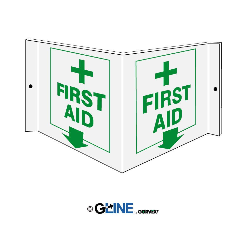 First Aid With Cross - Projecting Wall Sign, 6x12, Acrylic - Gorvex.com