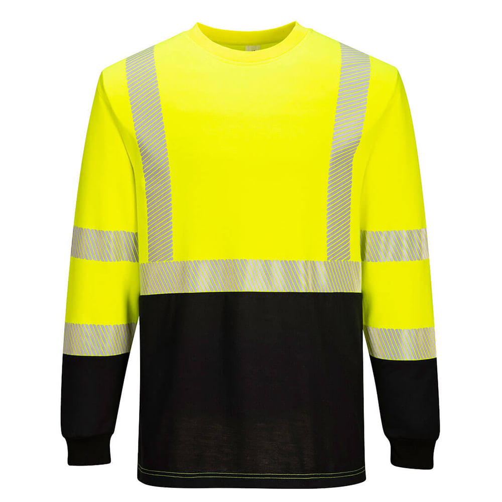 Portwest FR709 FR Class 3 Hi-Vis Long Sleeve T-Shirt with Black Bottom