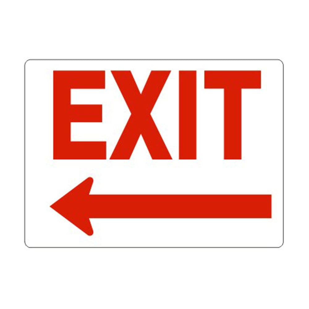 Exit Sign With Left Arrow - Red on White