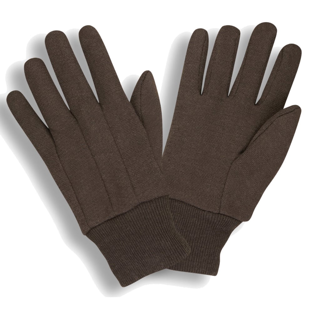 G - Line 1400 Medium Weight Brown Jersey Gloves with Knit Wrist, 1 dozen (12 pairs) - Gorvex.com