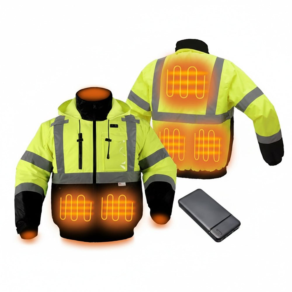 G - Line Hi - Vis Class 3 Heated Safety Jacket with Detachable Hood - Gorvex.com
