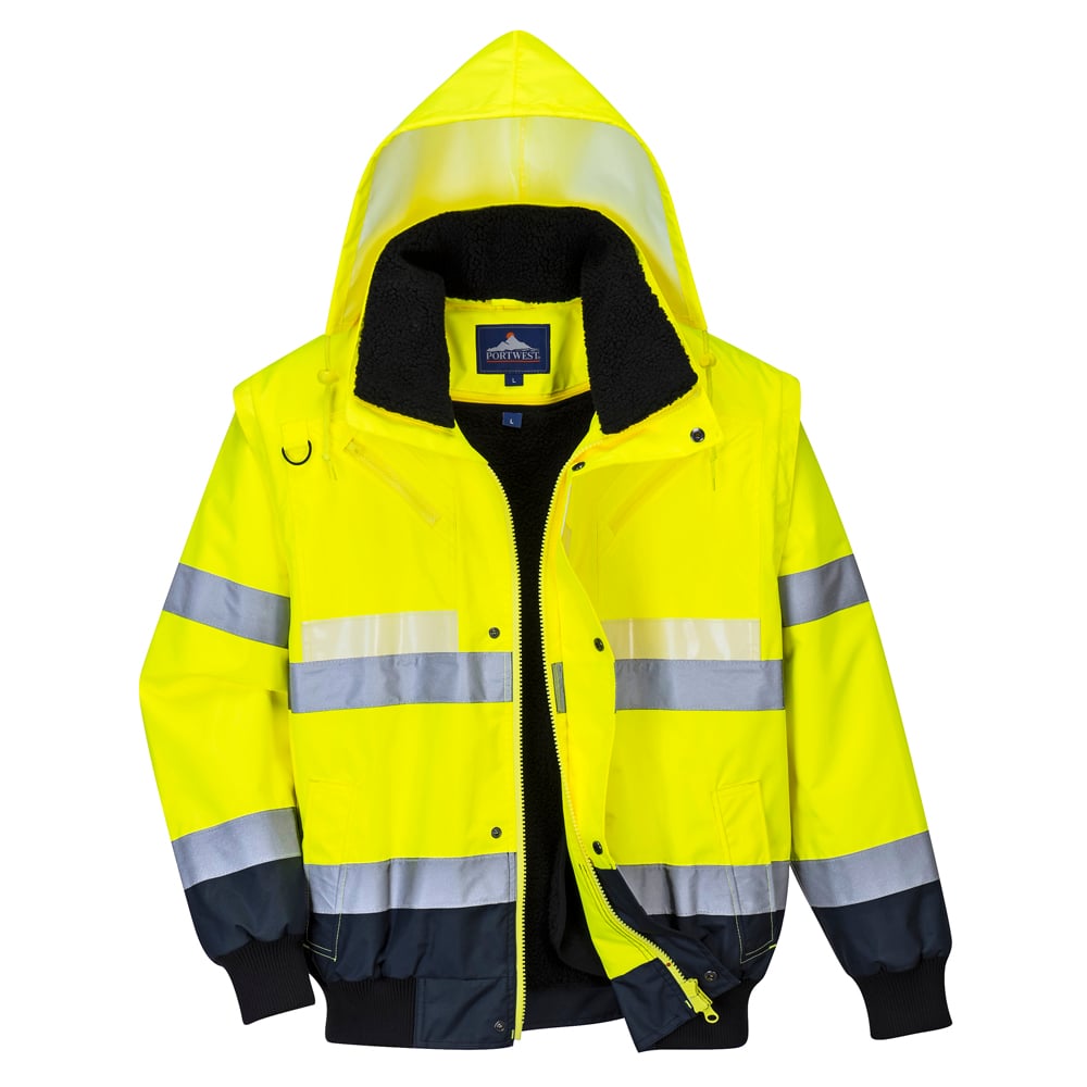 Portwest G465 Glowtex Hi Vis 3-in-1 Jacket with Detachable Sleeves