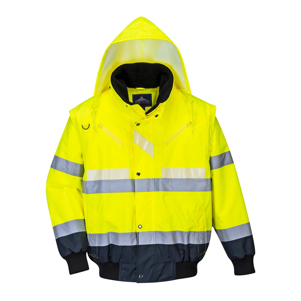 Portwest G465 Glowtex Hi Vis 3-in-1 Jacket with Detachable Sleeves