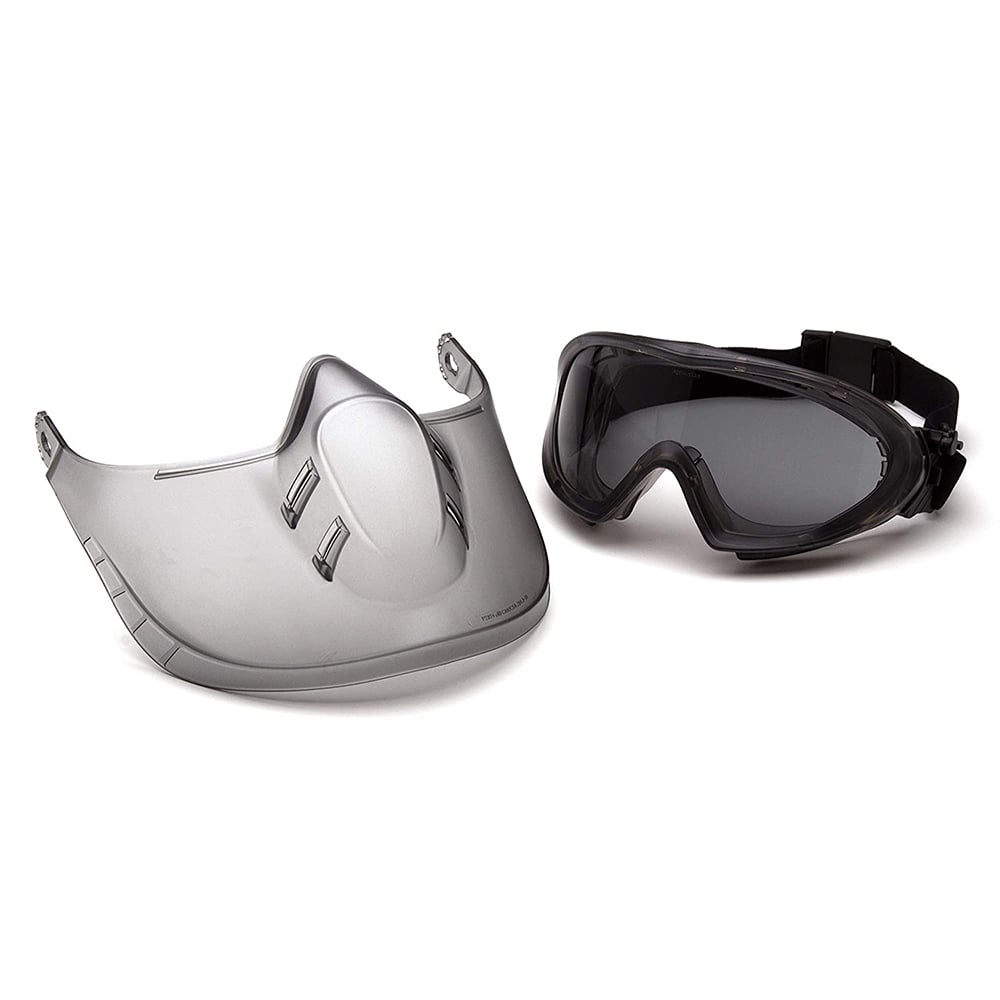 Pyramex Capstone Dual Lens Gray Shield and Goggles, 1 pair