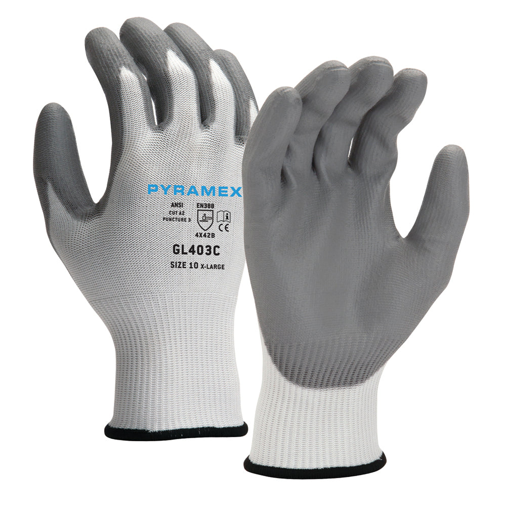 Pyramex GL403C Cut Level A2 Polyurethane Glove with HPPE Liner, 1 pair