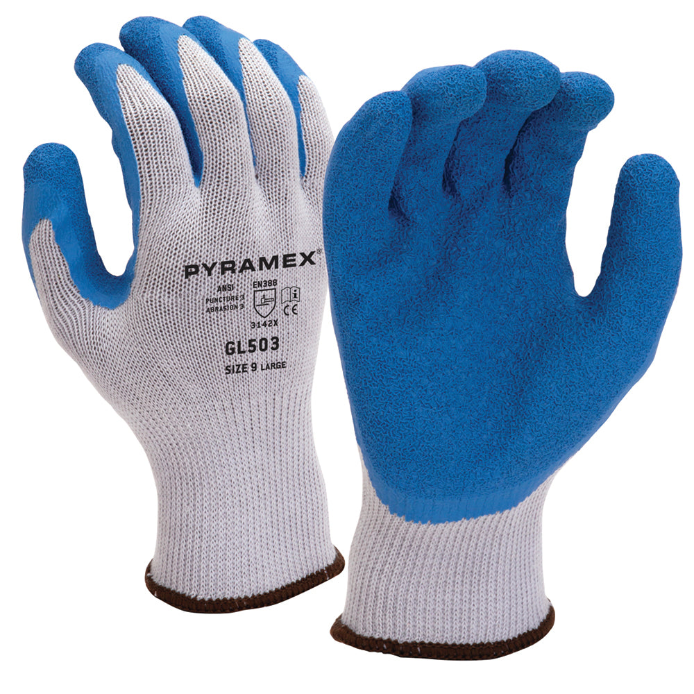 Pyramex GL503 Cut Resistant Crinkle Latex Glove with Knit Liner, 1 pair