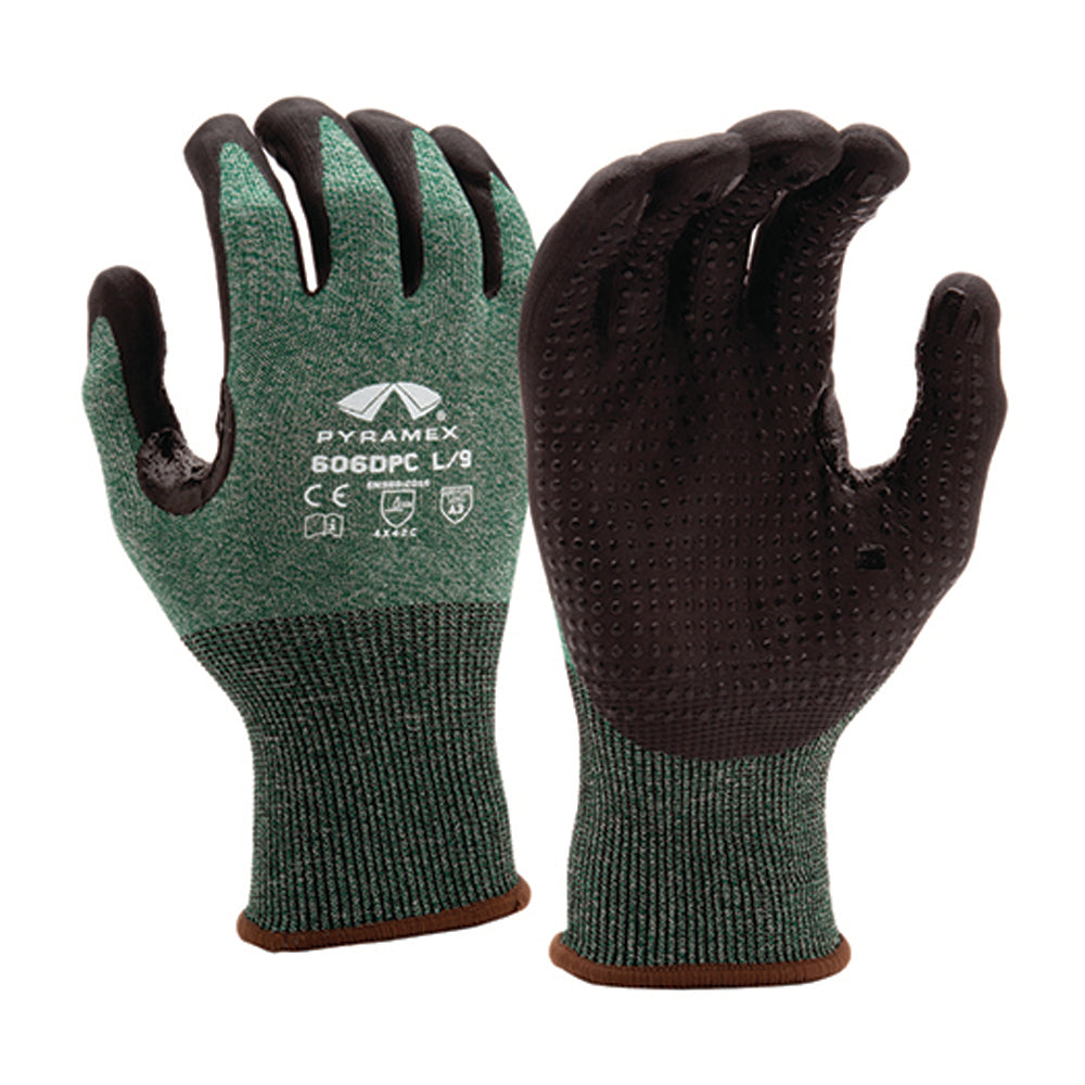 Pyramex GL606DPC Cut Level A3 Dotted Palm Nitrile Gloves, 1 pair