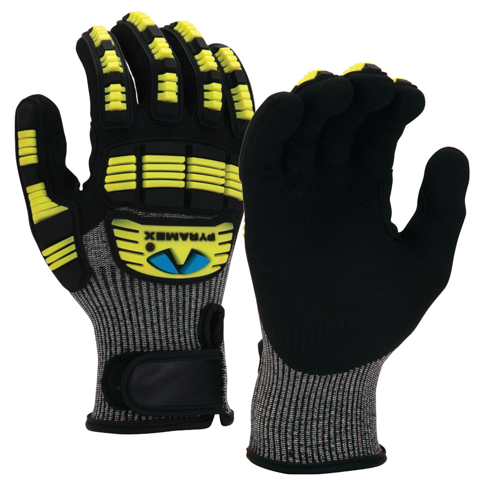 Pyramex GL610C Cut Level A5 Sandy Nitrile Glove with Hook & Loop Wrist, 1 pair