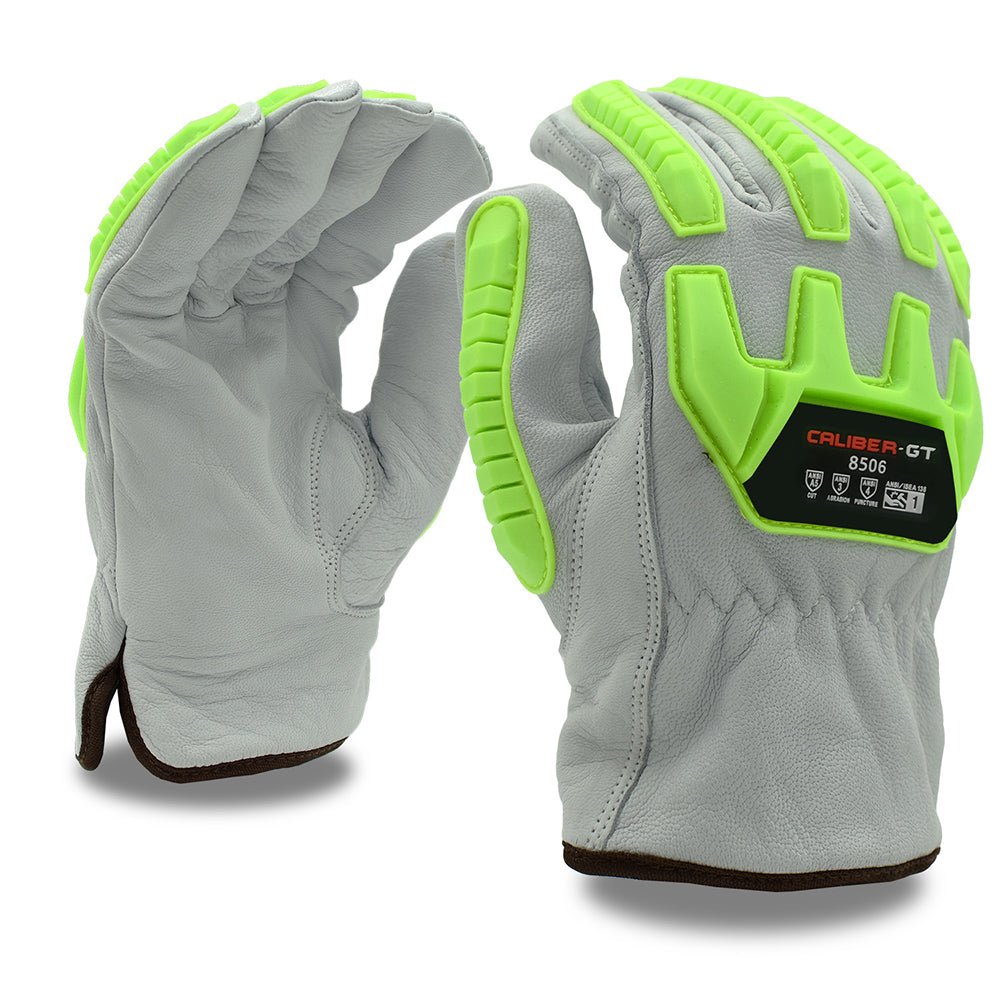 Goatskin Gloves with HPPE/Steel Lining + Hi Vis Knuckle Protectors, 1 pair - Gorvex.com