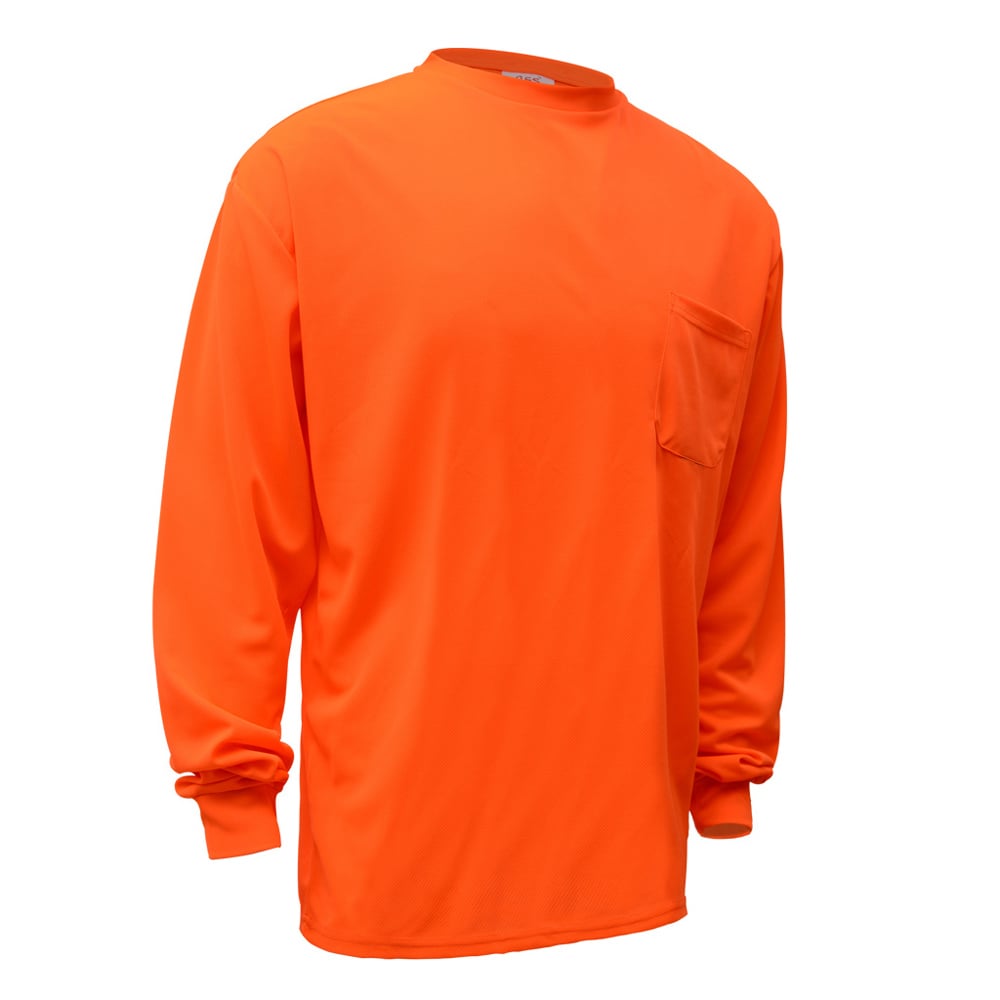 Non-ANSI Hi-Vis Safety T-Shirt, Long Sleeves with Chest Pocket