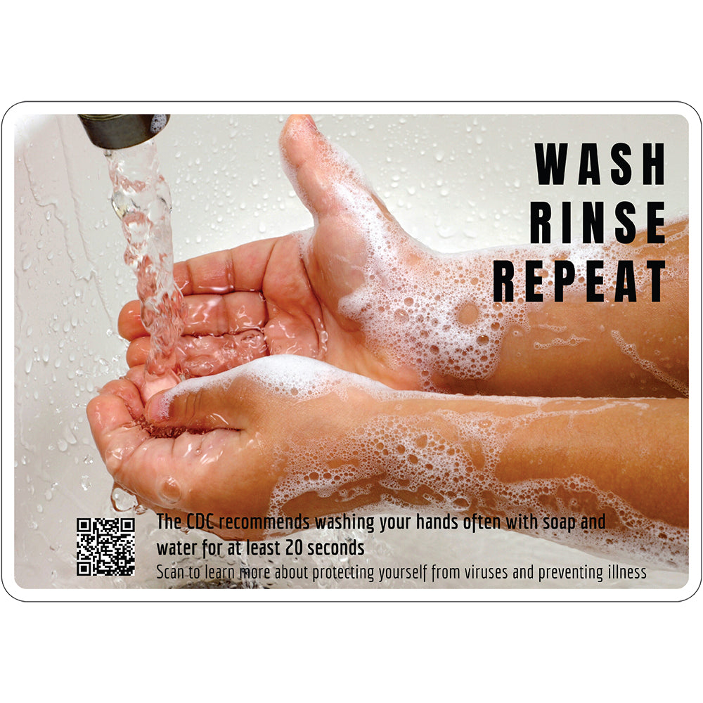 Wash Rinse Repeat - Germ and Virus Prevention Sign