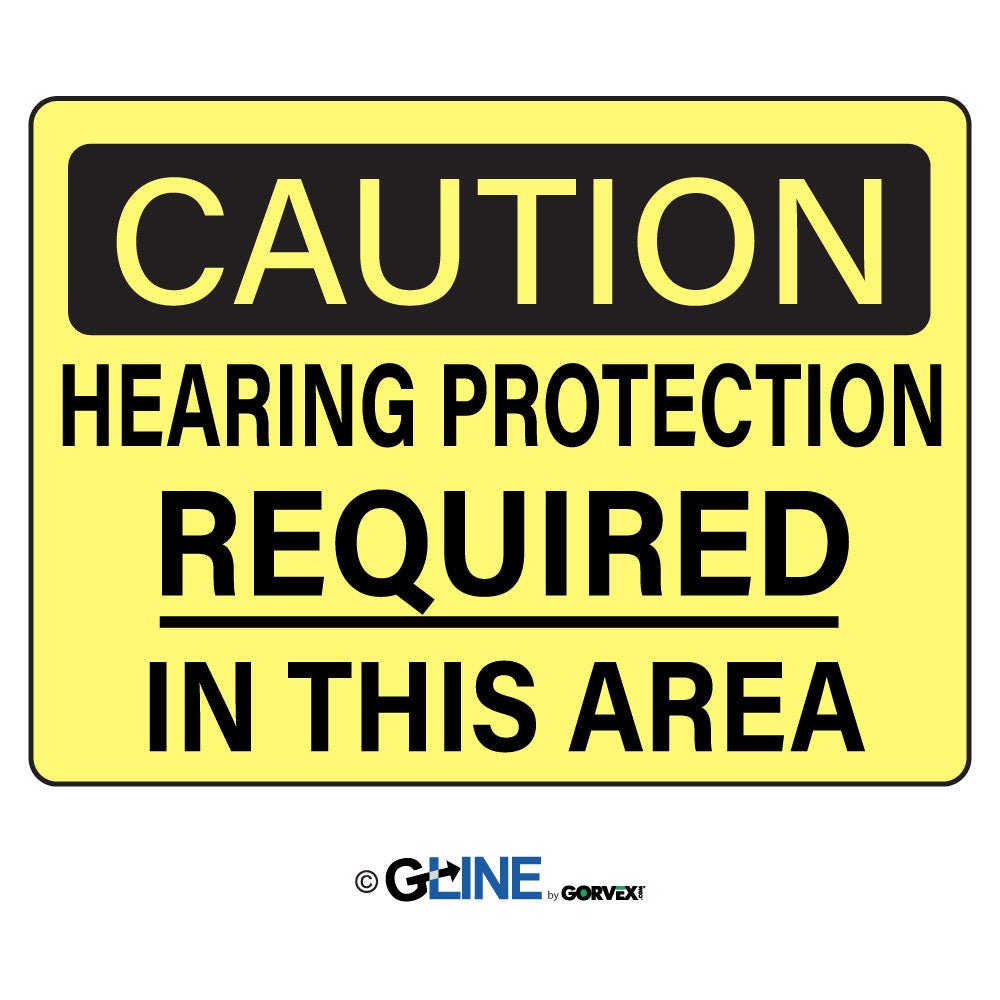 Hearing Protection Required in This Area - Caution Sign - Gorvex.com