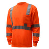 Hi - Vis Safety T-Shirt, Long Sleeve with Chest Pocket, Class 3 - Gorvex.com