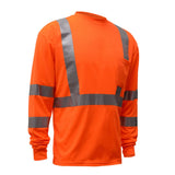 Hi - Vis Safety T-Shirt, Long Sleeve with Chest Pocket, Class 3 - Gorvex.com