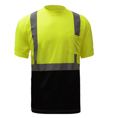 Hi - Vis Safety T-Shirt, Short Sleeve and Black Bottom, Standard Class 2 - Gorvex.com