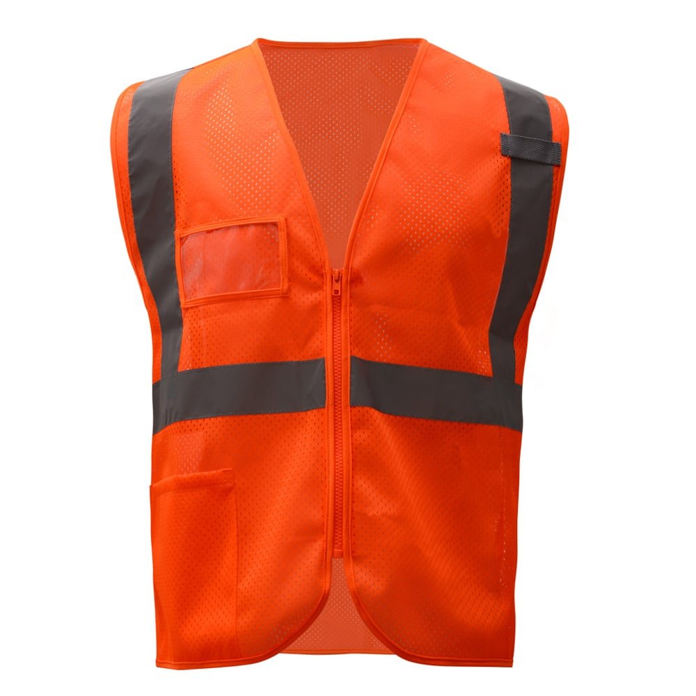 Hi - Vis Safety Vest, Mesh with Zipper Closure 1 Pocket, Standard Class 2 - Gorvex.com