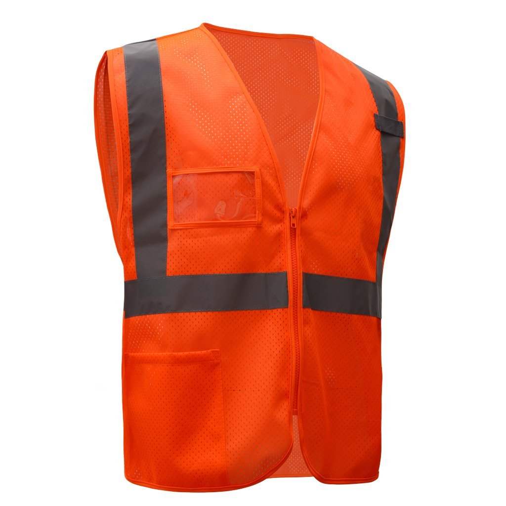 Hi - Vis Safety Vest, Mesh with Zipper Closure 1 Pocket, Standard Class 2 - Gorvex.com