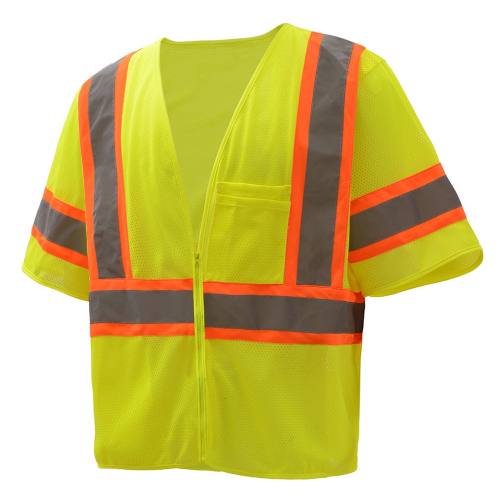 Hi - Vis Safety Vest, Two Tone Mesh with Zipper Closure, Standard Class 3 - Gorvex.com