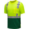 Hi Vis Short Sleeve Safety T-Shirt with Cadmium Green Bottom - Gorvex.com