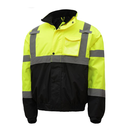 Hi Vis Waterproof Bomber Jacket with Black Bottom, Class 3 - Gorvex.com