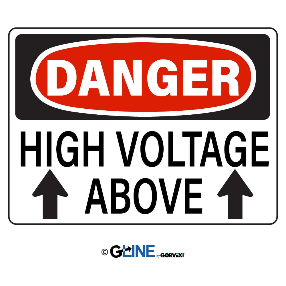 High Voltage Above With Up Arrows - Danger Sign, 10x14, Plastic - Gorvex.com