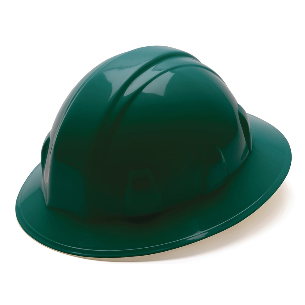 Pyramex Full Brim Hard Hat, 6 Pt Ratchet Suspension