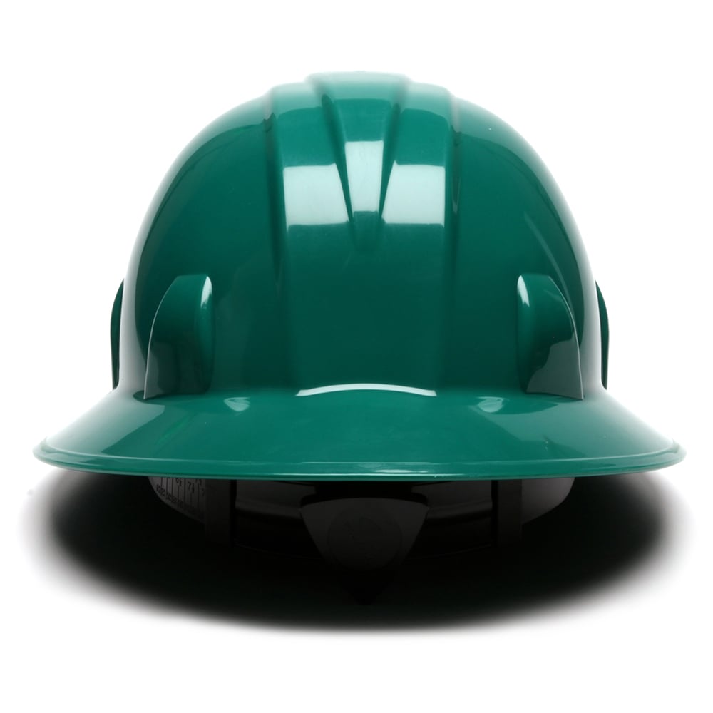 Pyramex Full Brim Hard Hat, 6 Pt Ratchet Suspension