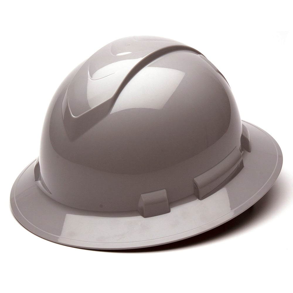 Pyramex Ridgeline Full Brim Hard Hat, 4 Pt Ratchet Suspension