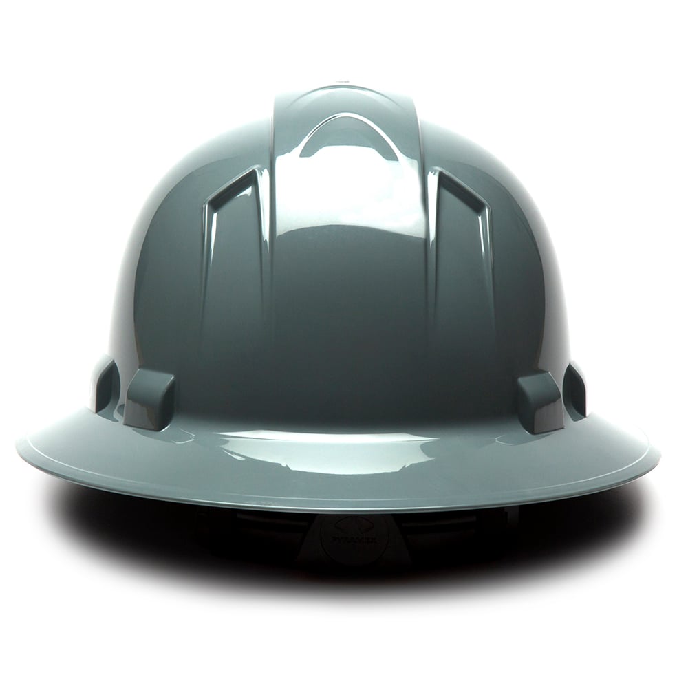 Pyramex Ridgeline Full Brim Hard Hat, 4 Pt Ratchet Suspension