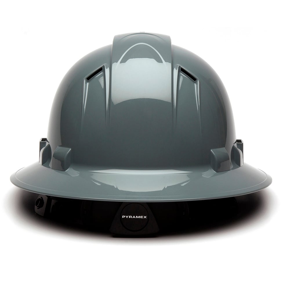 Pyramex Ridgeline Vented Full Brim Hard Hat, 4 Pt Ratchet Suspension