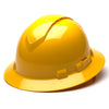 Pyramex Ridgeline Vented Full Brim Hard Hat, 4 Pt Ratchet Suspension