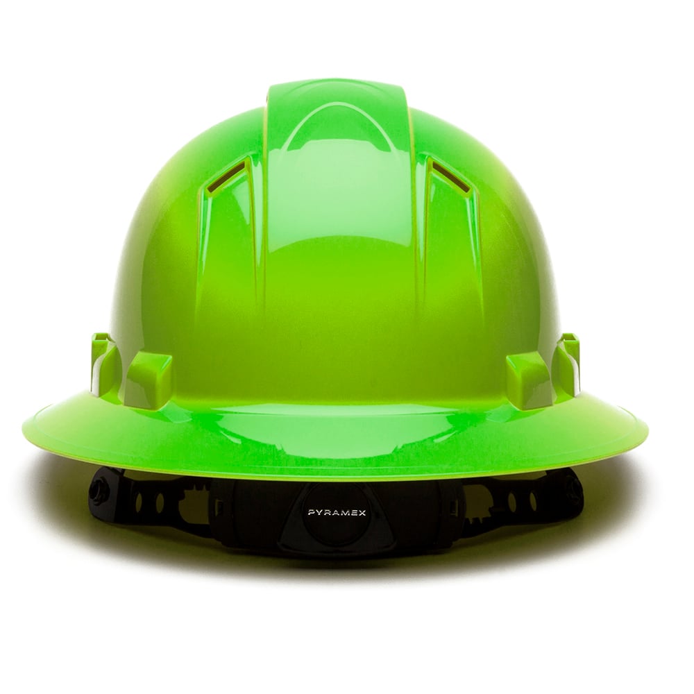 Pyramex Ridgeline Vented Full Brim Hard Hat, 4 Pt Ratchet Suspension