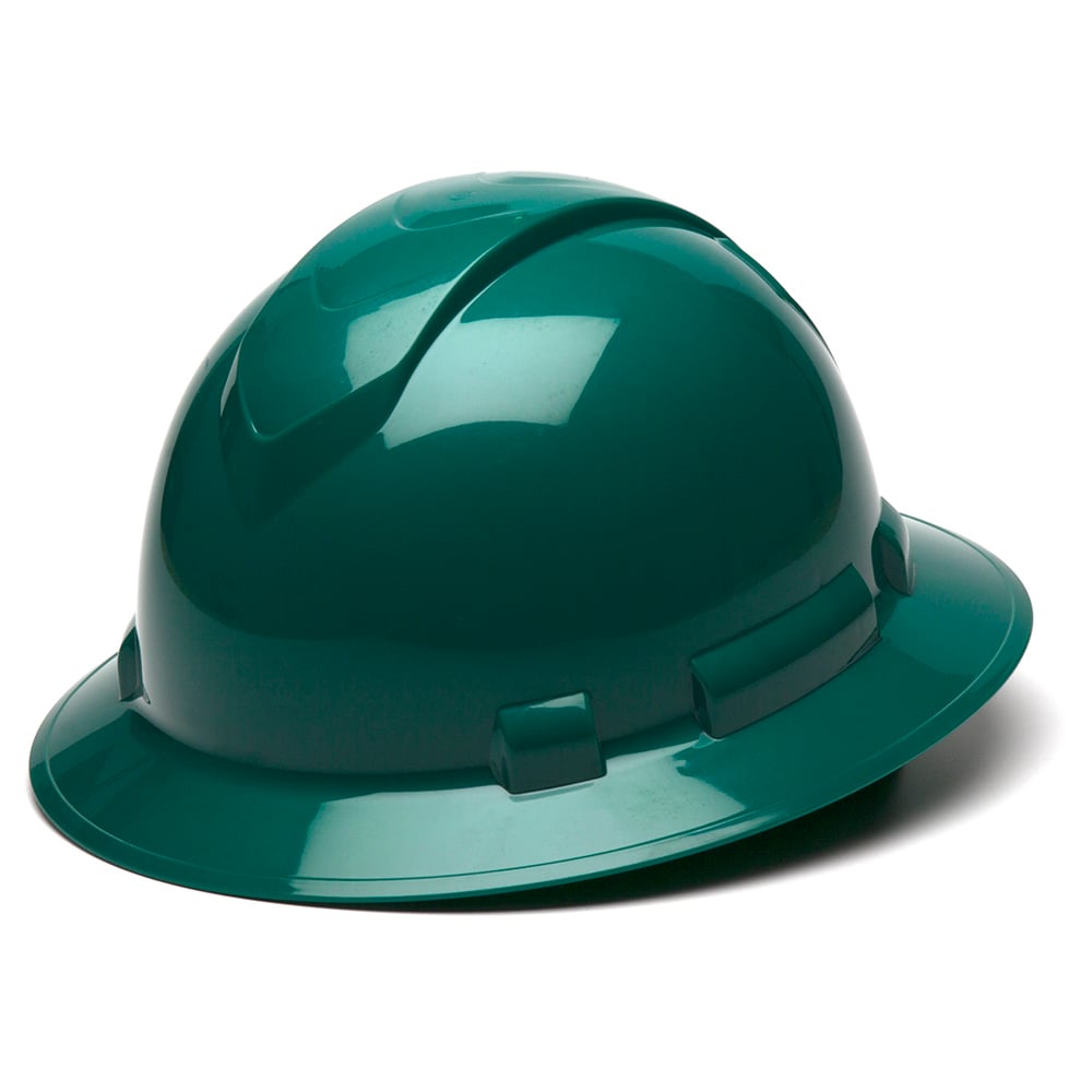 Pyramex Ridgeline Full Brim Hard Hat, 4 Pt Ratchet Suspension