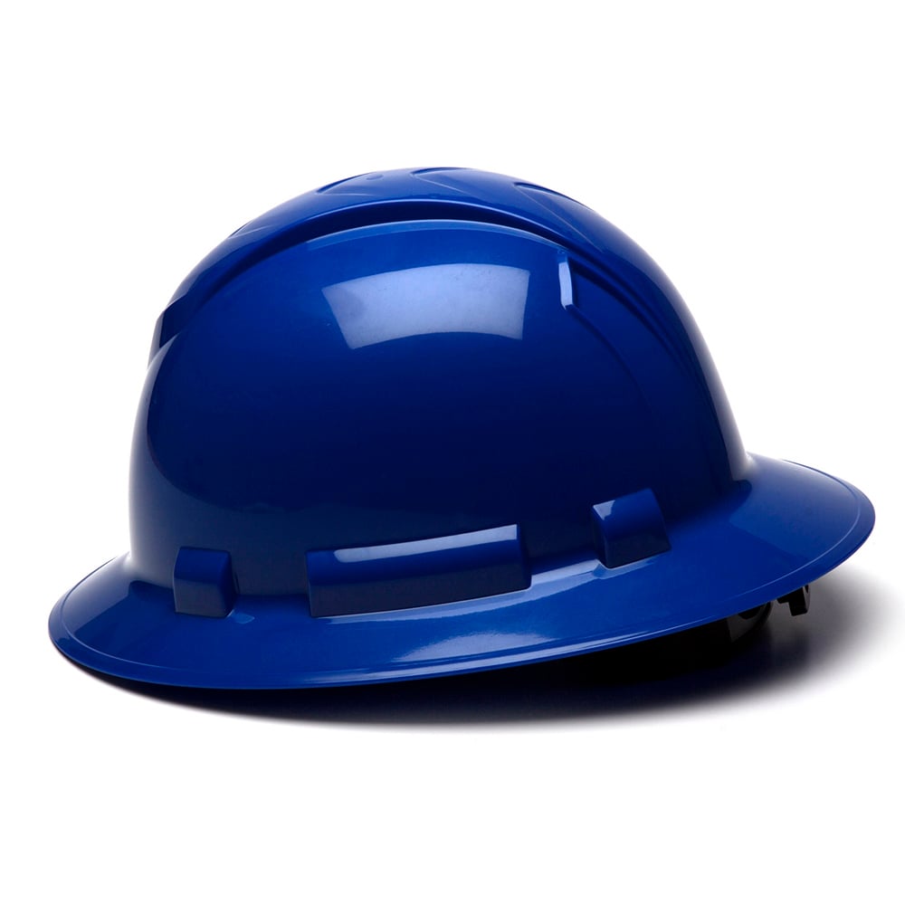 Pyramex Ridgeline Full Brim Hard Hat, 6 Pt Ratchet Suspension