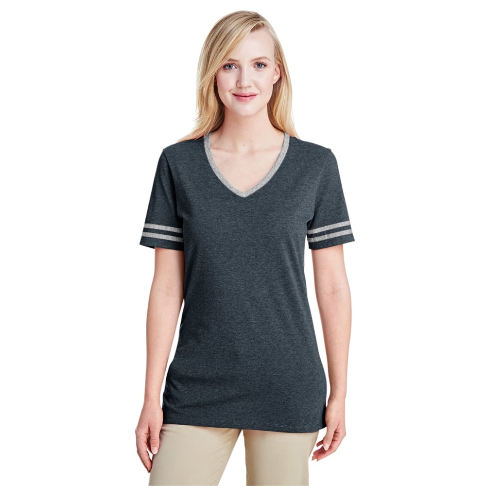 Jerzees 602 WVR Ladies' Triblend Varsity 50/37/13 V - Neck T-Shirt - Gorvex.com