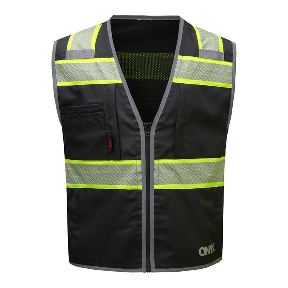 Onyx Solid Front Mesh Back Safety Vest with Segmented Tape