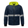 Diamond Quilted Waterproof Parka with Hi-Vis Lime Hood