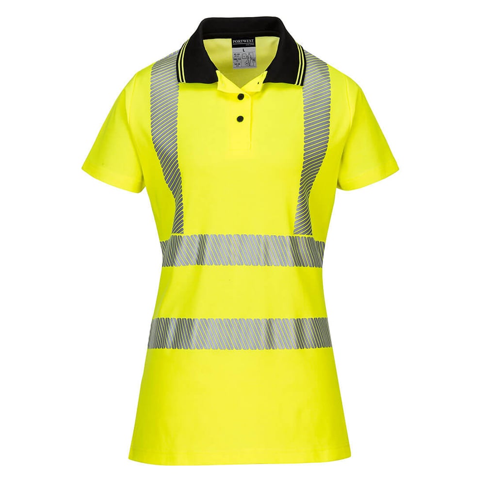 Portwest LW72 Women's Hi Vis Pro Polo Shirt with Contrast Collar