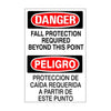 Fall Protection Required Beyond This Point Peligro Proteccion De Caída Sign