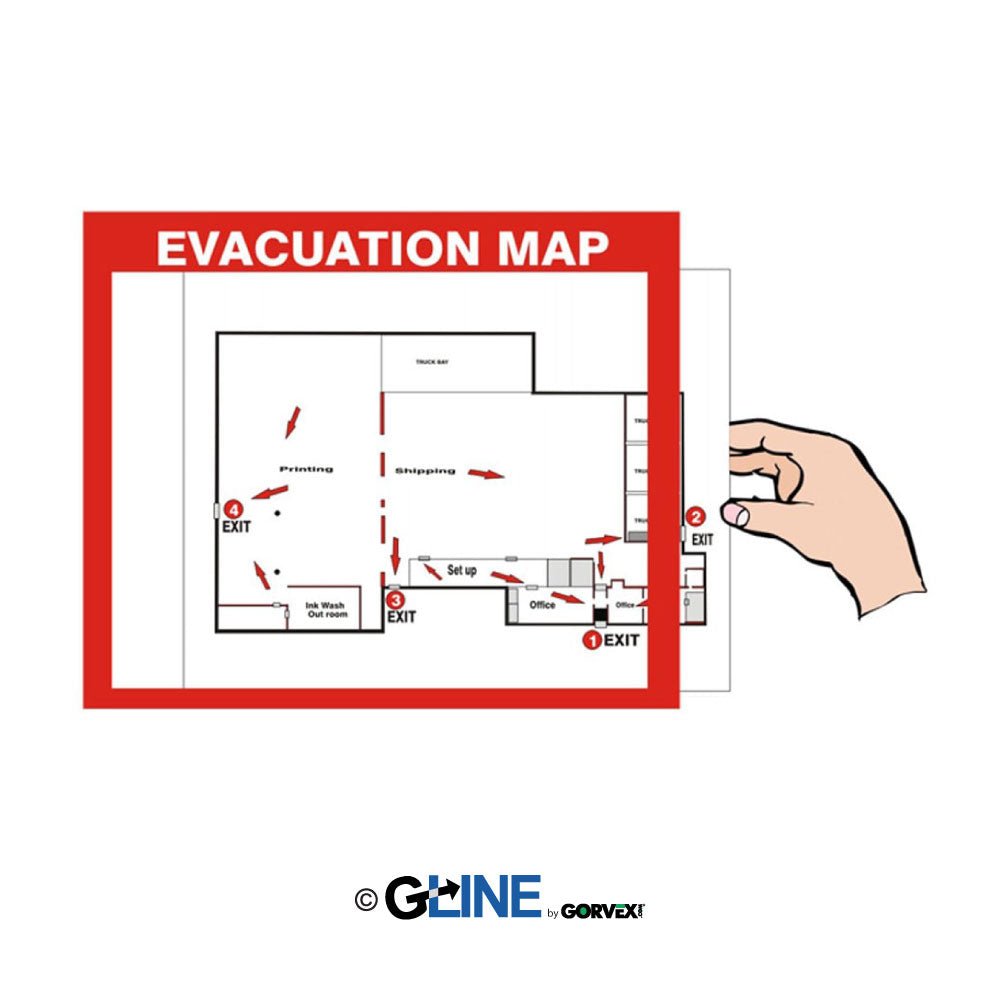 Map Holder for 8.5"x11" Map with 2 Adhesive Strips - General Sign, 10x12, Plastic - Gorvex.com