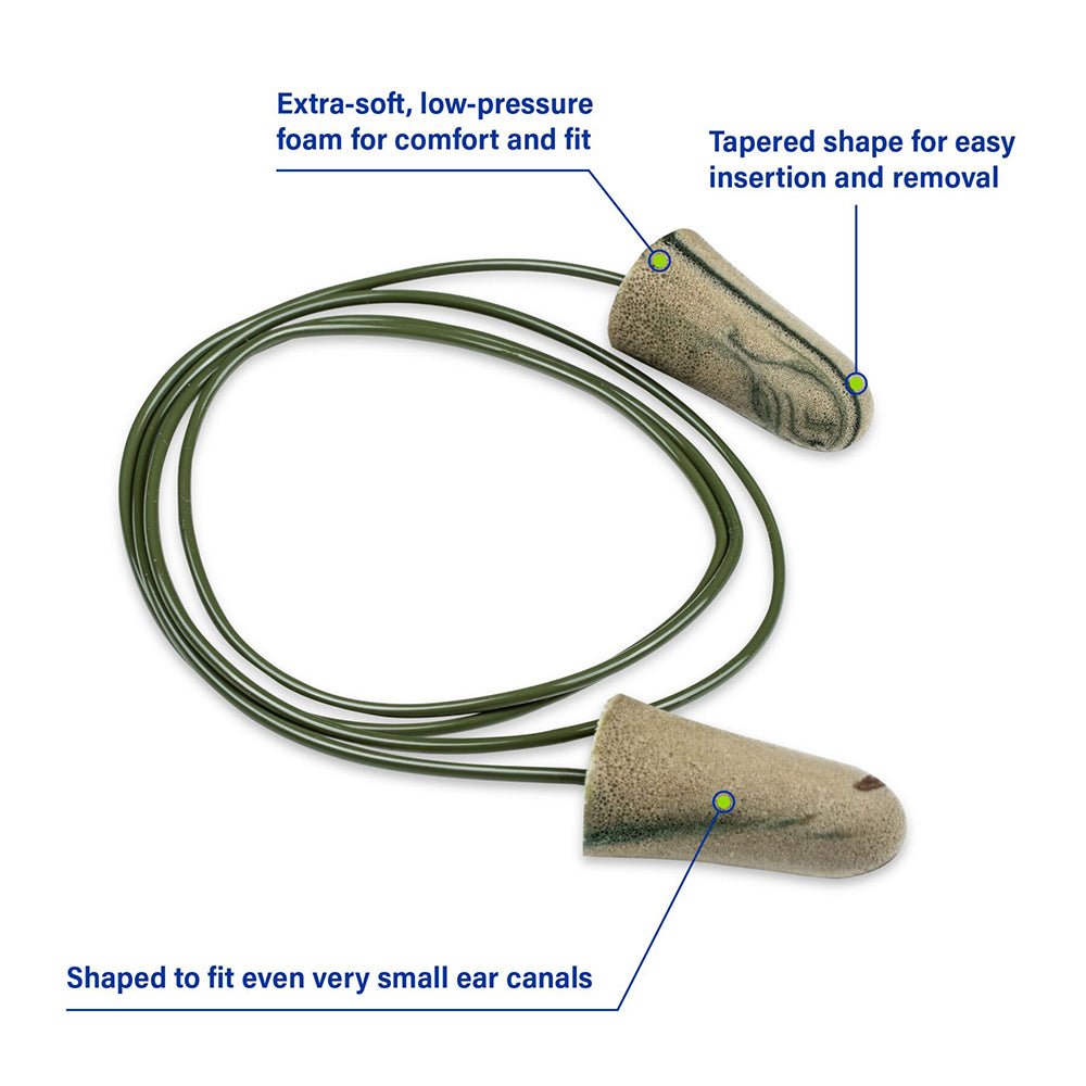 Moldex Camo Plugs Corded Disposable Earplugs 6609, NRR 33, 1 box (100 pairs) - Gorvex.com