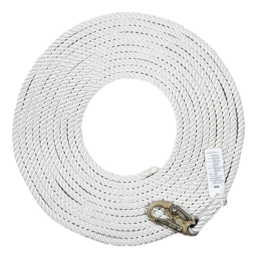 MSA 415869 50' Polyester Rope Vertical Lifeline w/ 36C Steel Snaphook - Gorvex.com